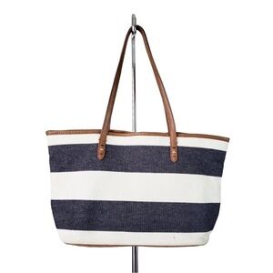 Tommy Hilfiger Striped Canvas Tote Navy & Ivory Classic Summer Bag